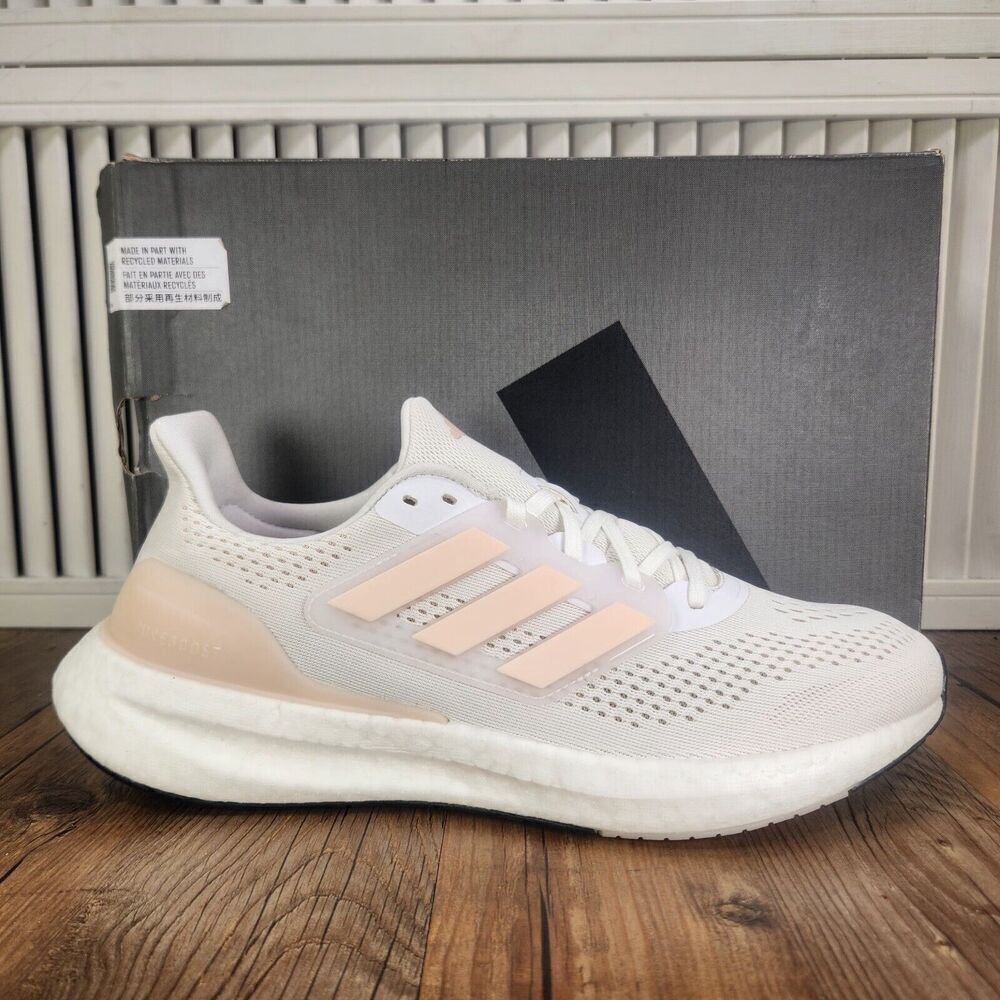 Adidas Pureboost 23 IF2392 Womens 11 White Pink Athletic Running Sneakers Shoes